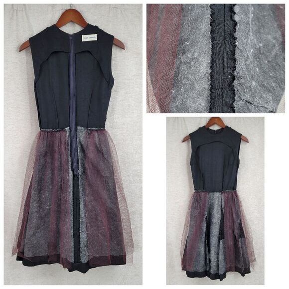 Gay Gibson Vintage 60s Black Dress A-Line Mod Style Inverted Pleated Skirt - Picture 13 of 15